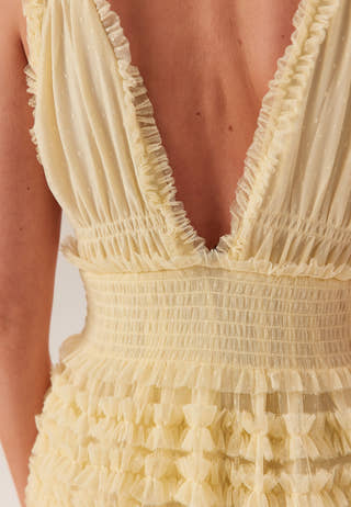 Frill Dotted Tulle Gown