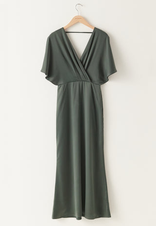 Wrap Satin Ankle Dress