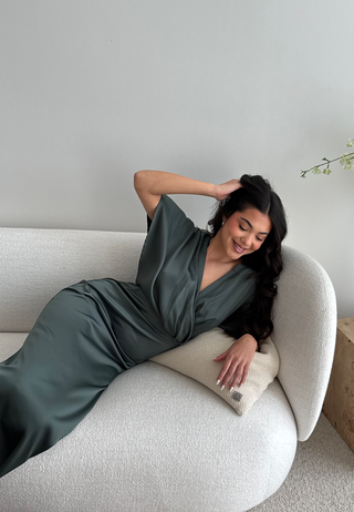 Wrap Satin Ankle Dress