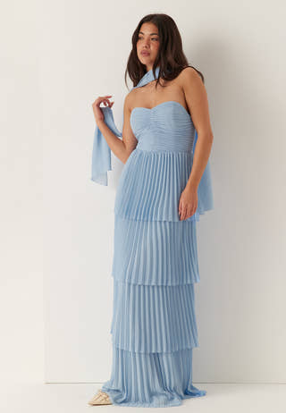 Pleated Bandeau Gown