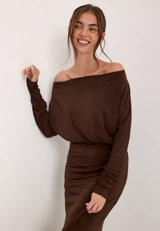 Multi Way Long Sleeve Maxi Dress Brown