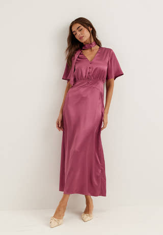 Satin Scarf Maxi Dress