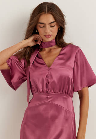 Satin Scarf Maxi Dress