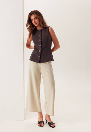 High Wide Cropped Trousers