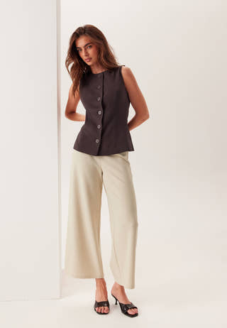 High Wide Cropped Trousers
