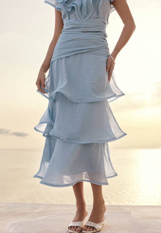 Flounce Sheer Ankle Skirt