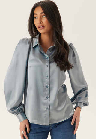 Puff Sleeve Satin Shirt