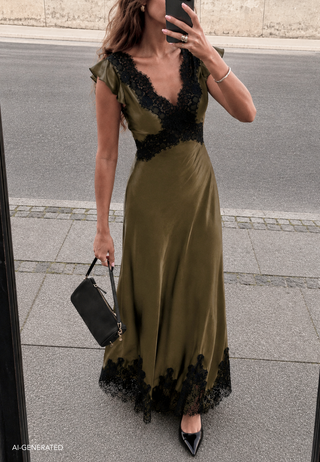 Lace Satin Maxi Dress