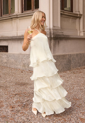 Shimmer Flounce Maxi Skirt