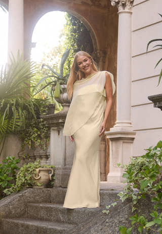 Cape Satin Maxi Dress