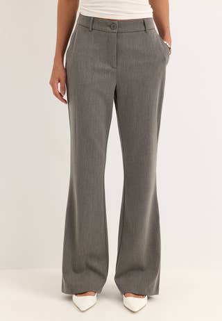 Mid Waist Flared Suit Trousers Grey