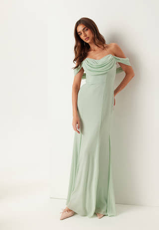 Chiffon Off Shoulder Maxi Dress