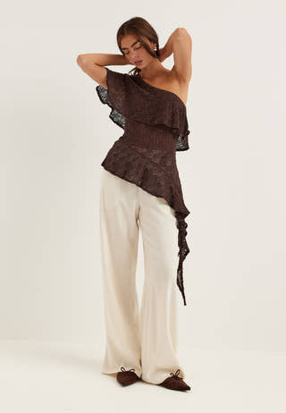 Asymmetric Frill Lace Top