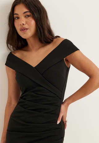 Bardot Pleat Maxi With Split