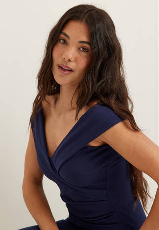 Bardot Pleat Maxi With Split