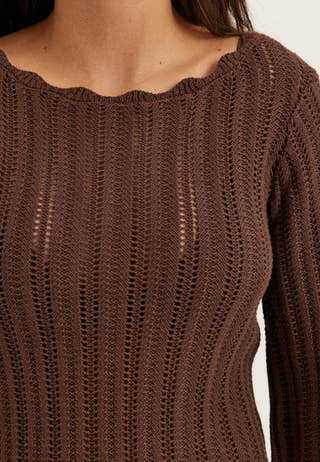 Boat Neck Structure Knitted Short Dress