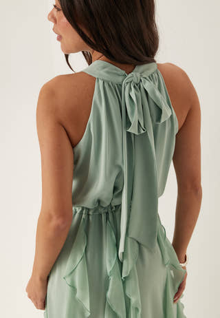 Frill Halterneck Ankle Dress
