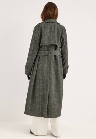 Tweed Trench Coat White
