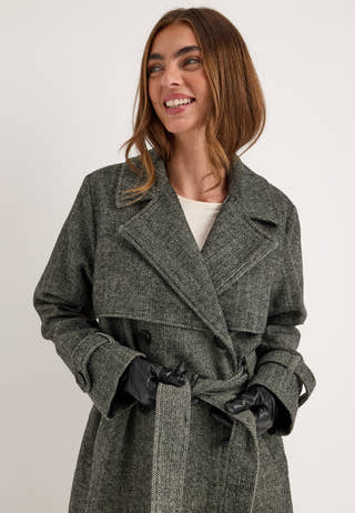 Tweed Trench Coat White