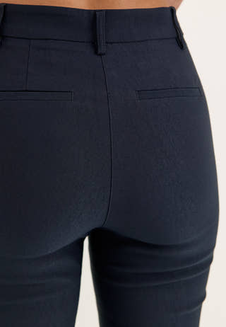 Mid Waist Stretchy Flared Trousers Blue