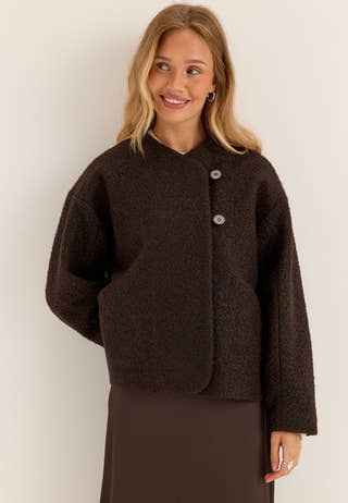 Bouclé Short Jacket Brown