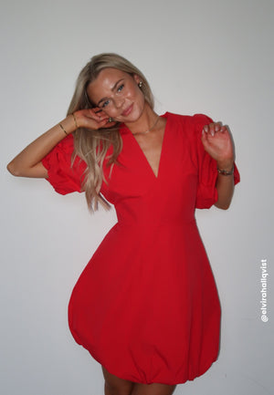 V-neck Bubble Hem Short Dress