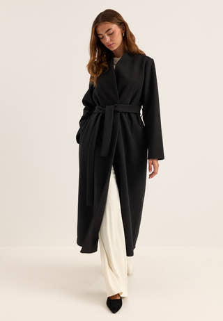 Belted Long Coat Black