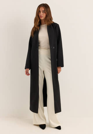 Belted Long Coat Black