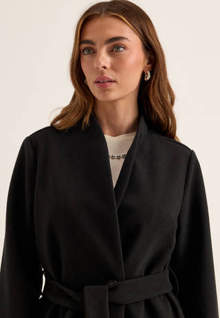 Belted Long Coat Black