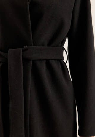 Belted Long Coat Black