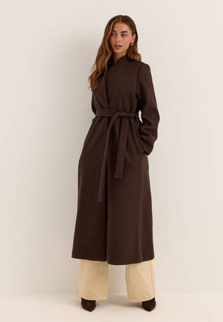 Belted Long Coat Brown