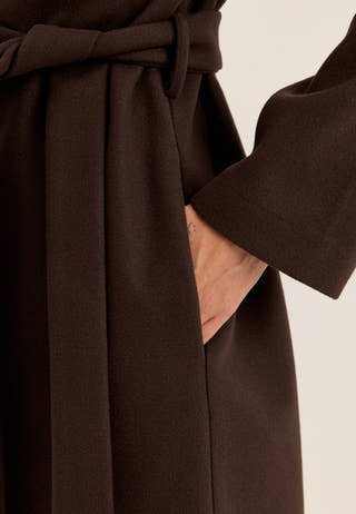 Belted Long Coat Brown