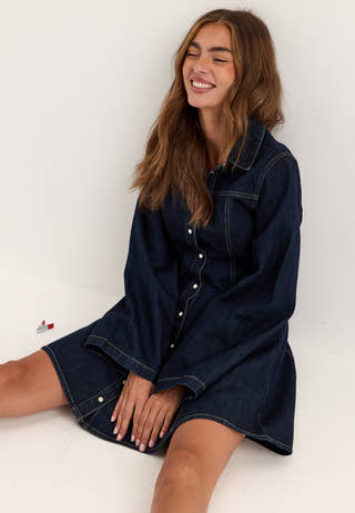 Denim Mini Dress Blue