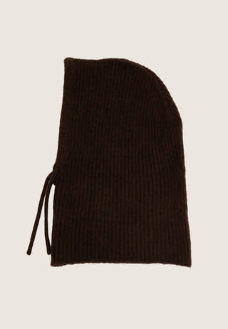 Wool Blend Knitted Balaclava Brown