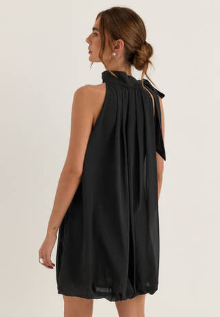Balloon Tie Dress Black