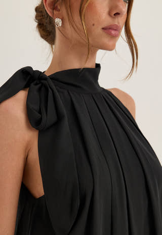Balloon Tie Dress Black