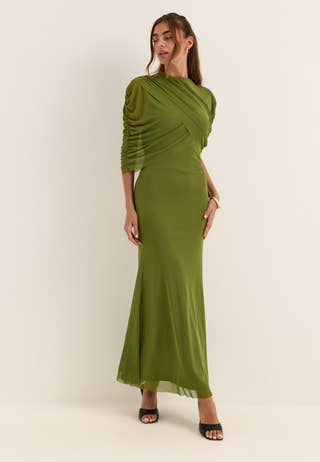 Vmrosetta 2/4 MESH MAXI DRESS Green
