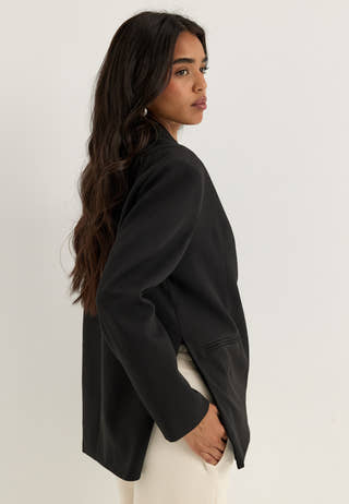 Vmelma Ls Oversized Slit Blazer Black