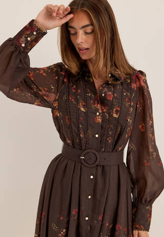 Yasromantica Ls Long Dress Brown
