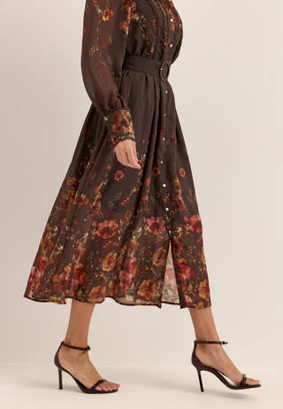 Yasromantica Ls Long Dress Brown