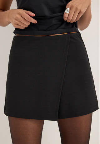Jersey Wrap Skort Black