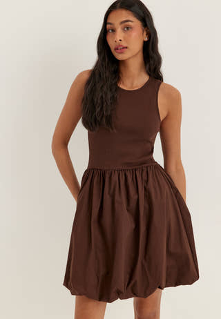 Pcpenya Sl Short Dress Brown
