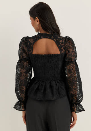 Peplum Blouse Black