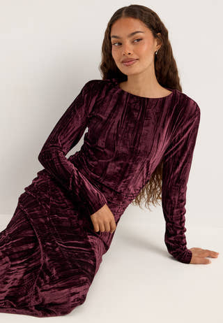 Velvet Maxi Dress Red