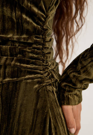 Velvet Maxi Dress Green