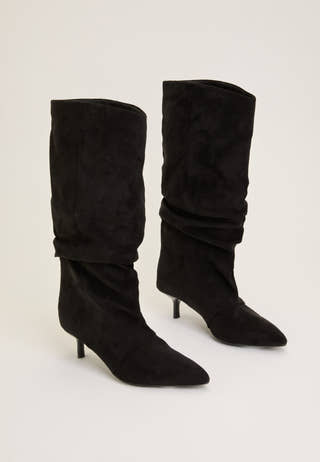 Slouchy Faux Suede Boot Black