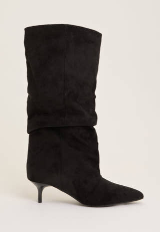 Slouchy Faux Suede Boot Black