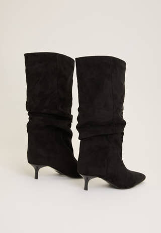 Slouchy Faux Suede Boot Black