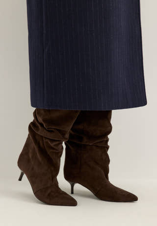 Slouchy Faux Suede Boot Brown