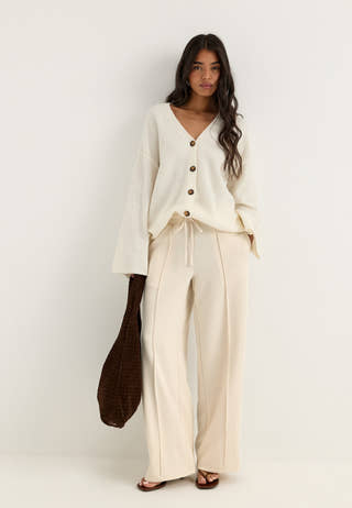 Vitelana Hw Wide Sweat Pants Beige